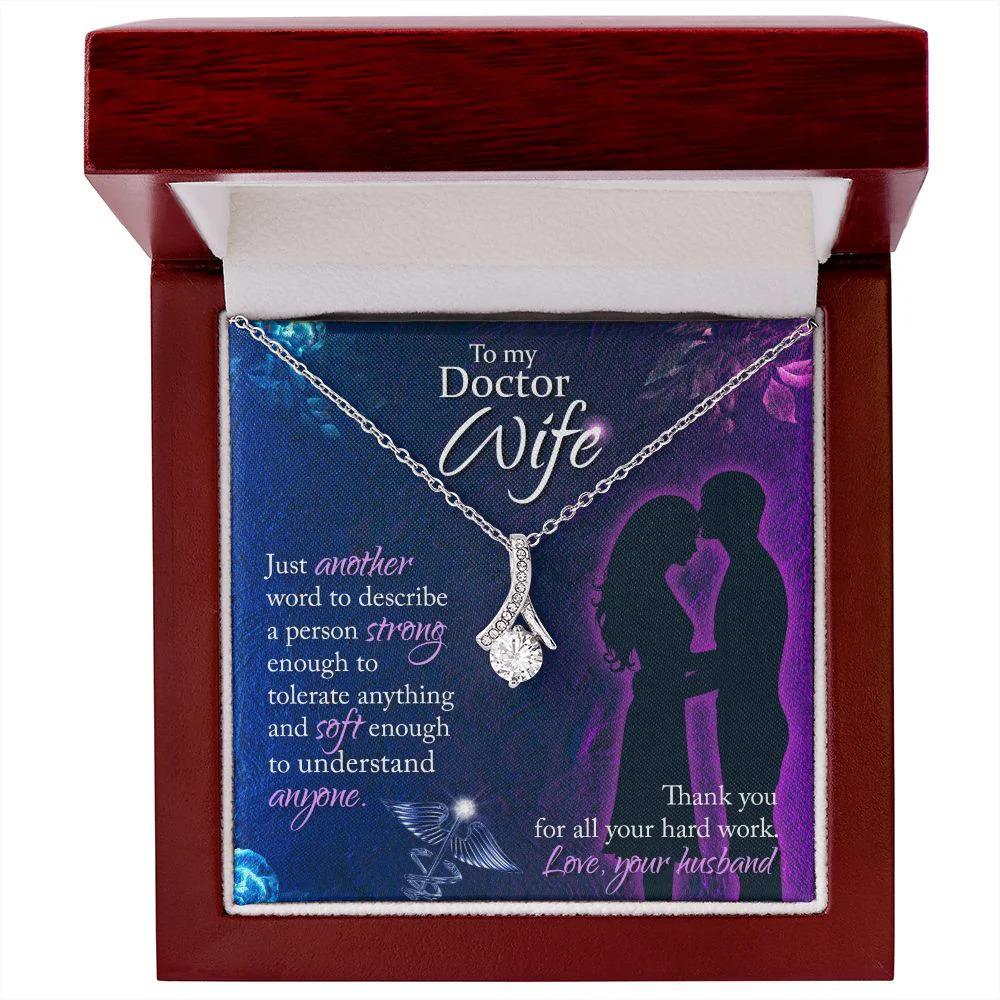 Just Another Word Ribbon Necklace Silver Tone Luxury Box